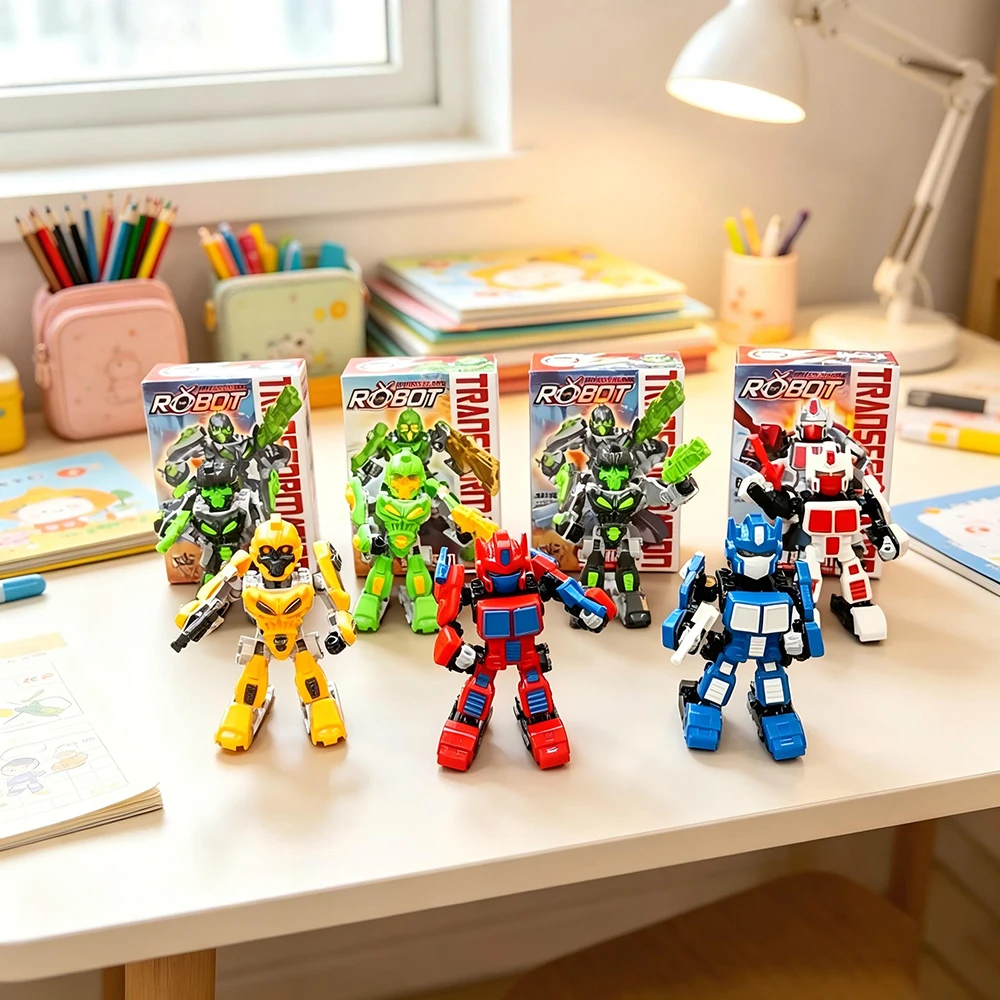 6 Kinds Transformable Robot Building Block Toys DIY Assembly Robot Minifigure Puzzle Set Educational Gift for Boys Birthday Gift