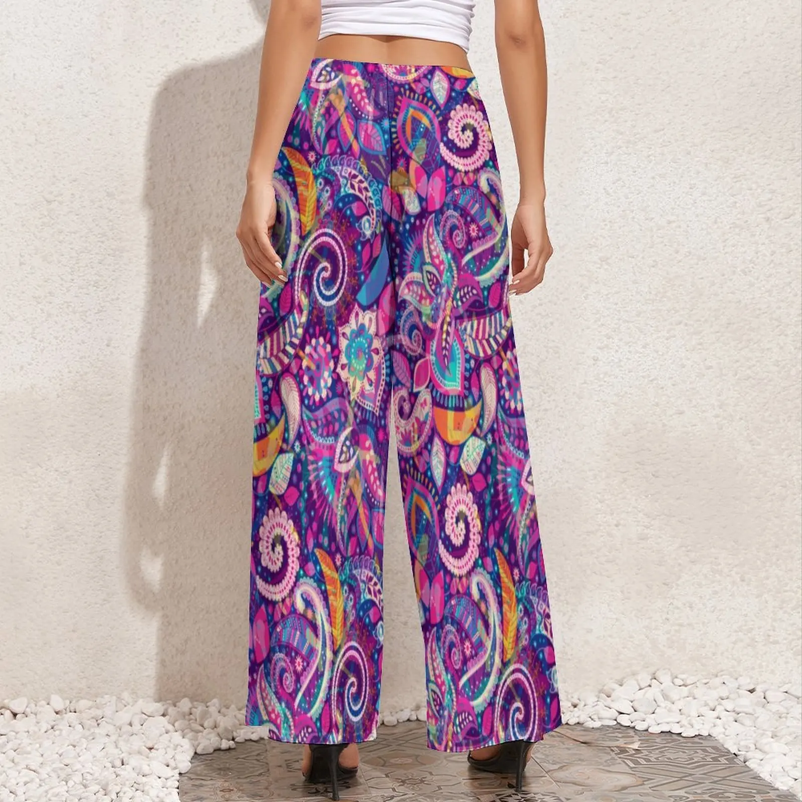 Paisley Print Straight Pants Vintage Floral Casual Wide Leg Pants Female Oversized Aesthetic Custom Trousers