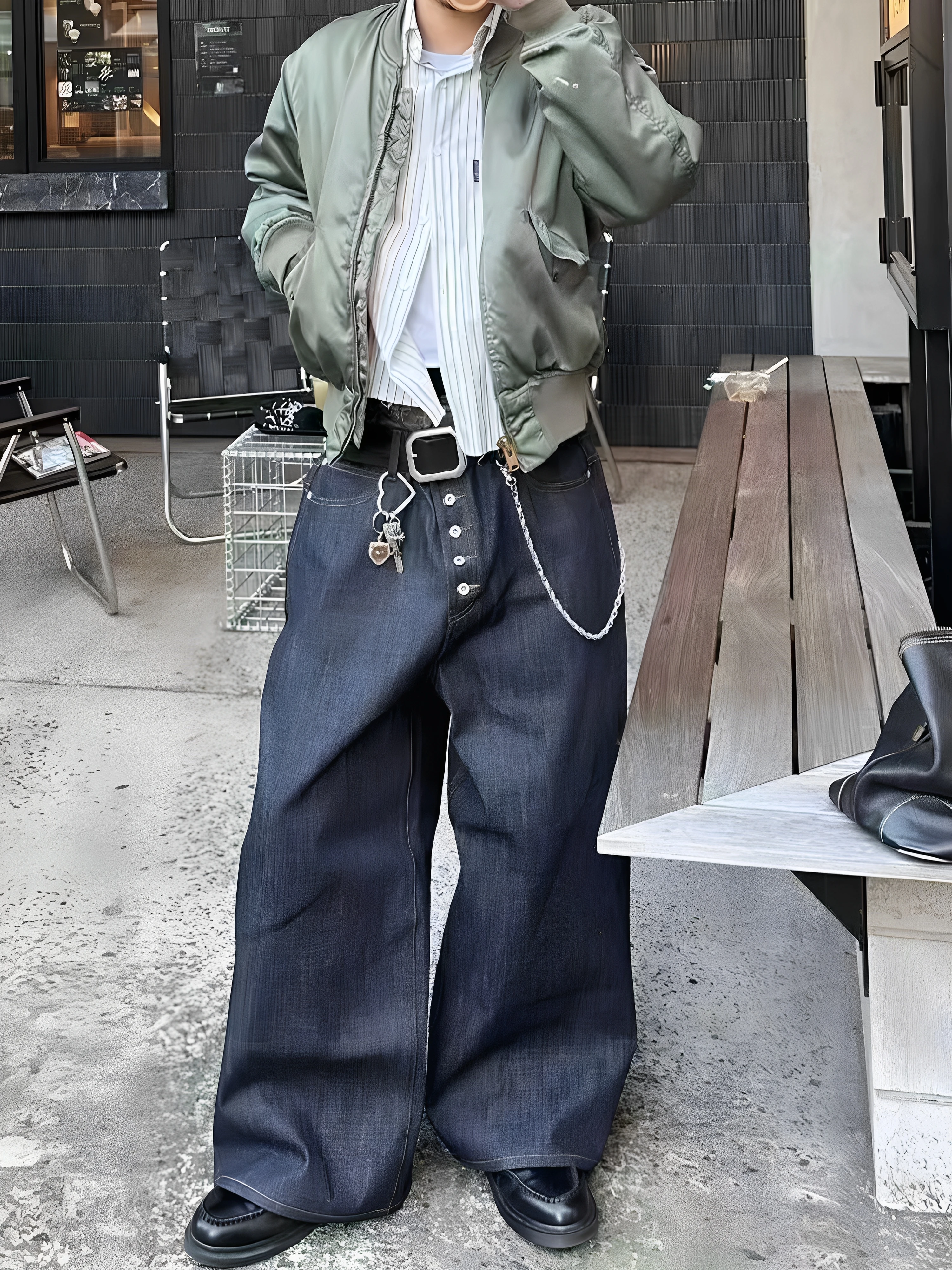 استوديوهات لا إيمان محدودة ذات حافة حمراء وآذان حمراء داني الأصلية الثور السيفية جينز فضفاض ثلاثي الأبعاد #4