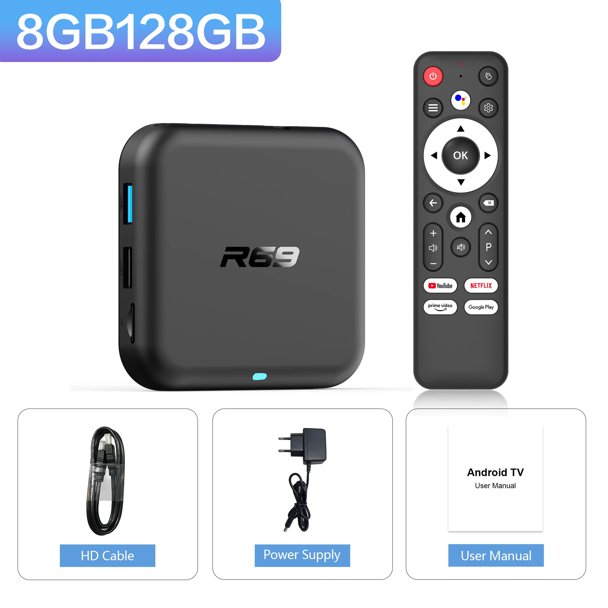 2025 Nieuwe Global Android 14.0 TV Box R69-1 Ondersteuning 4K RK3518 Bluetooth 5.0 WIFI 6 RAM 8 GB ROM 128 GB Multi Language Smart TV BOX