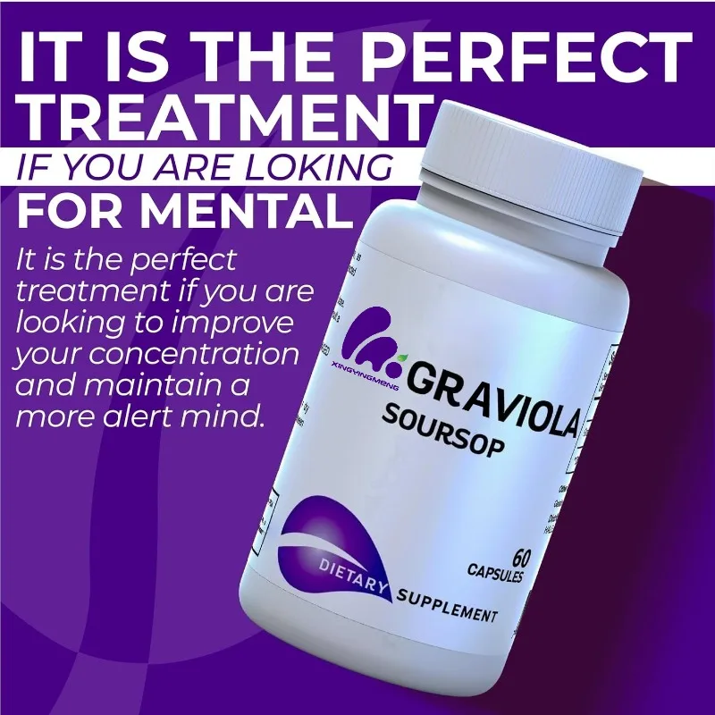 

Graviola Sourshot 800mg - Used for immune and cellular health support, rich in antioxidant supplements -60 capsules