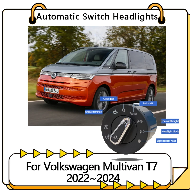 Car Automatic Switch  for Volkswagen VW Multivan Transporter T7 2022 2023 2024 Accessories Auto Modified Headlight Upgrade Parts