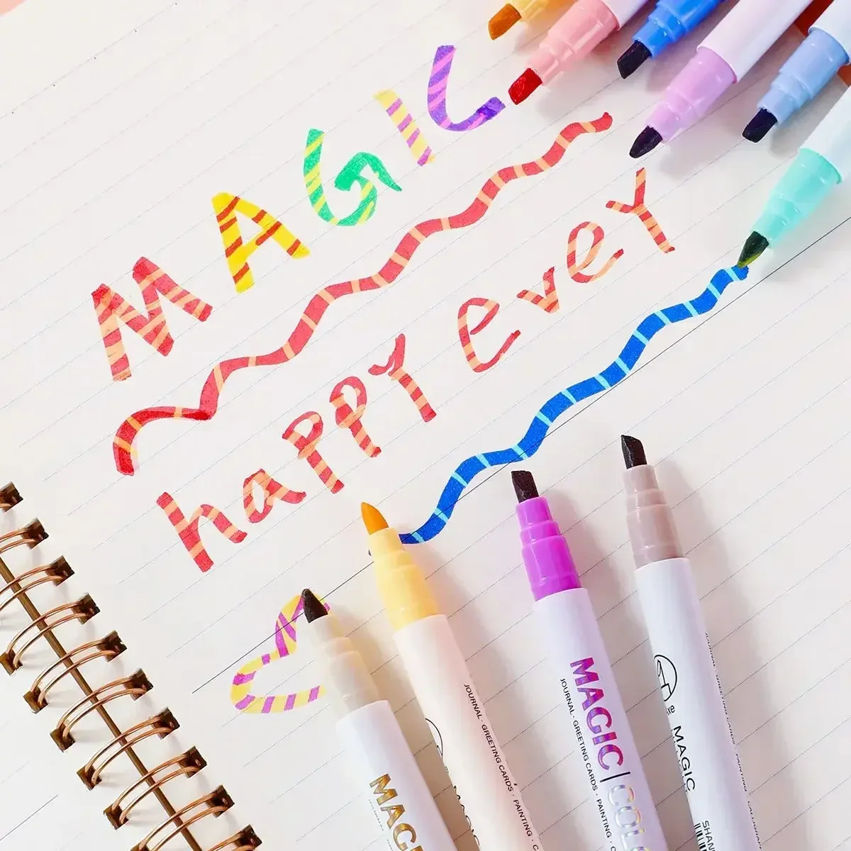 Double-ended Magic Color Changing Highlighter Pen Set, Student Diary Scrapbook Painting, DIY Making, Classroom and Office