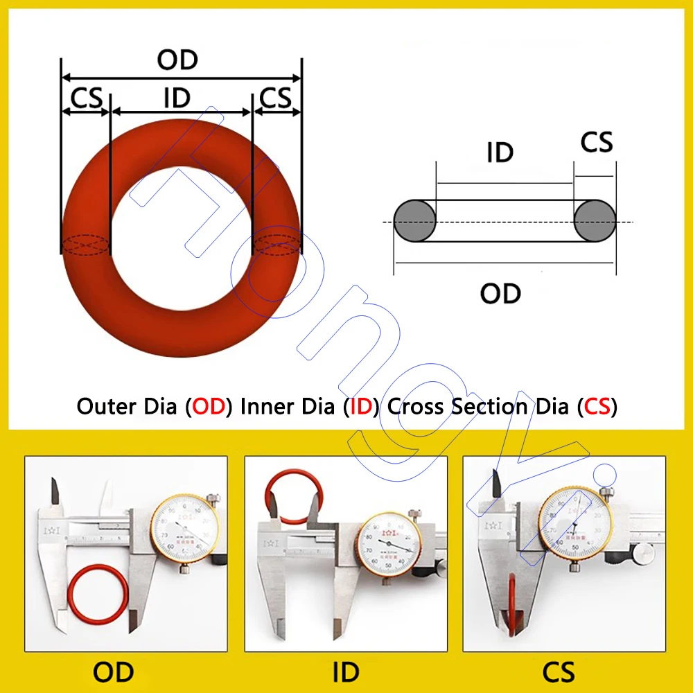 10PCS CS 3.5 mm Silicone O-Ring VMQ O Ring Red Rubber Sealing Gasket for Washer, Filter, Pump, Plumbing, Gauge, Auto, Machine