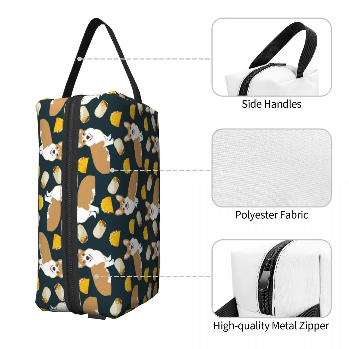 Custom Tacos Welsh Corgi Dog Makeup Bag per le donne Travel Cosmetic Organizer Fashion Storage borse da toilette