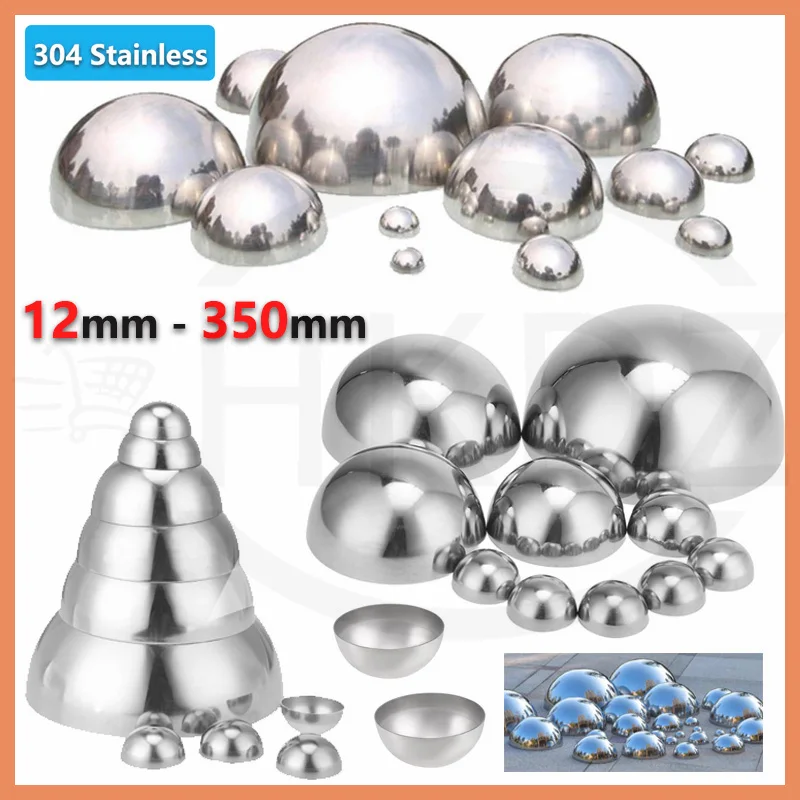 

304 Stainless Steel Semi Spherical Ball 1/1.5/2/3mm Thick Mirror Bright Light Spherical Mold Plug Decoration Hollow Hemisphere