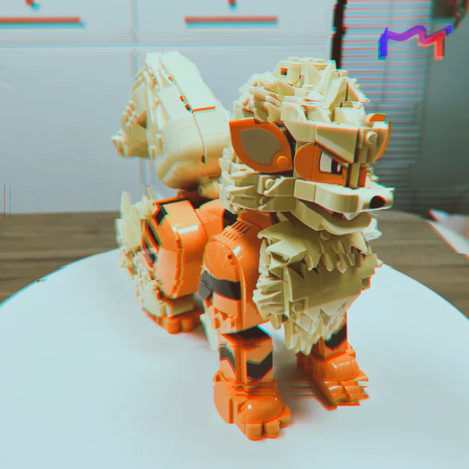 1190pcs Elf Orange Hound Fire Puppy Monster Wind Speed Dog 3D Animal Character Model Building Block Puzzle Toy For Birthday Gift