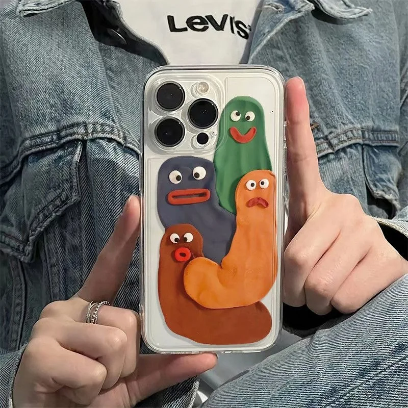 Funny Silly Putty Phone Case For iPhone 11 12 13 14 15 16 Pro Max XR X XS Mini 8 7 Plus SE 2020 Fashion Clear Case