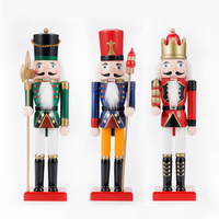 30CM Nutcracker Wooden Soldier Doll European Style Puppet Ornament Handicrafts Figurine Christmas Decoration Gift Ornament