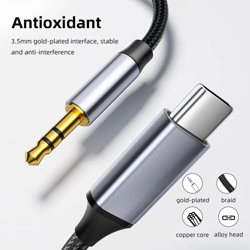 Аудиокабель Unnlink AUX USB C к разъему 3,5 мм, автомобильный динамик, адаптер для наушников для смартфона, универсальный провод-конвертер типа C
