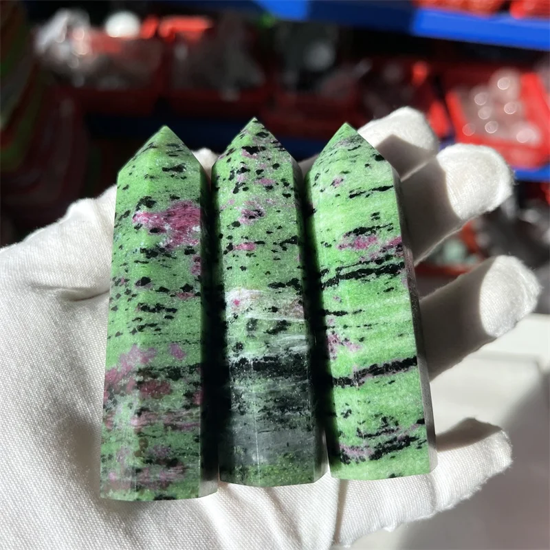 5pcs Natural Healing Crystal Epidote Tower Ruby Zoisite Point For Decoration