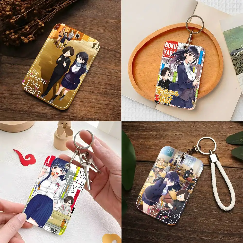 1pc Boku No Kokoro No Yabai Yatsu Card Case Keychain Access Card Bag Key Tag Ring Leather Card Holder Key Ring Access