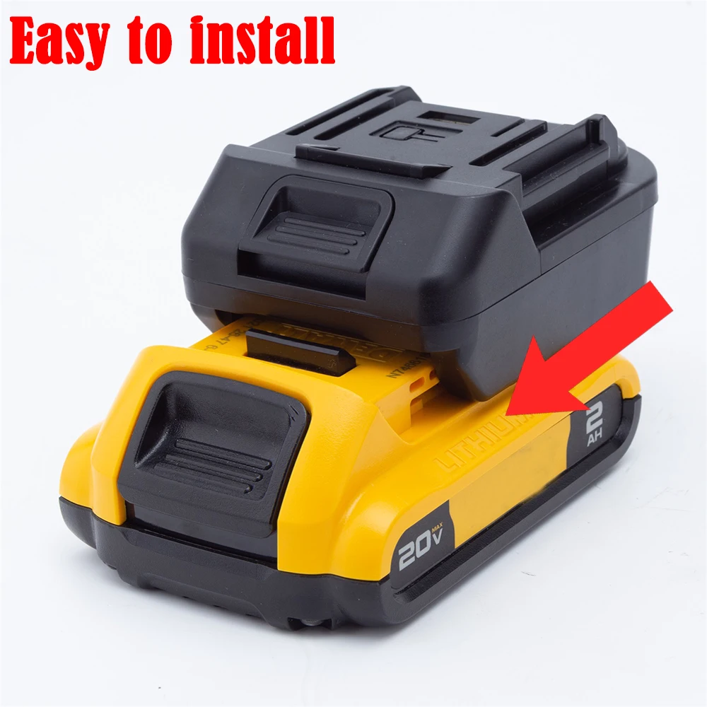 Battery Converter Adapter for DeWalt 18V Li-ion to for Makita 18V BL Series Power Cordless Tool W/LED Light and USB(NO Battery )