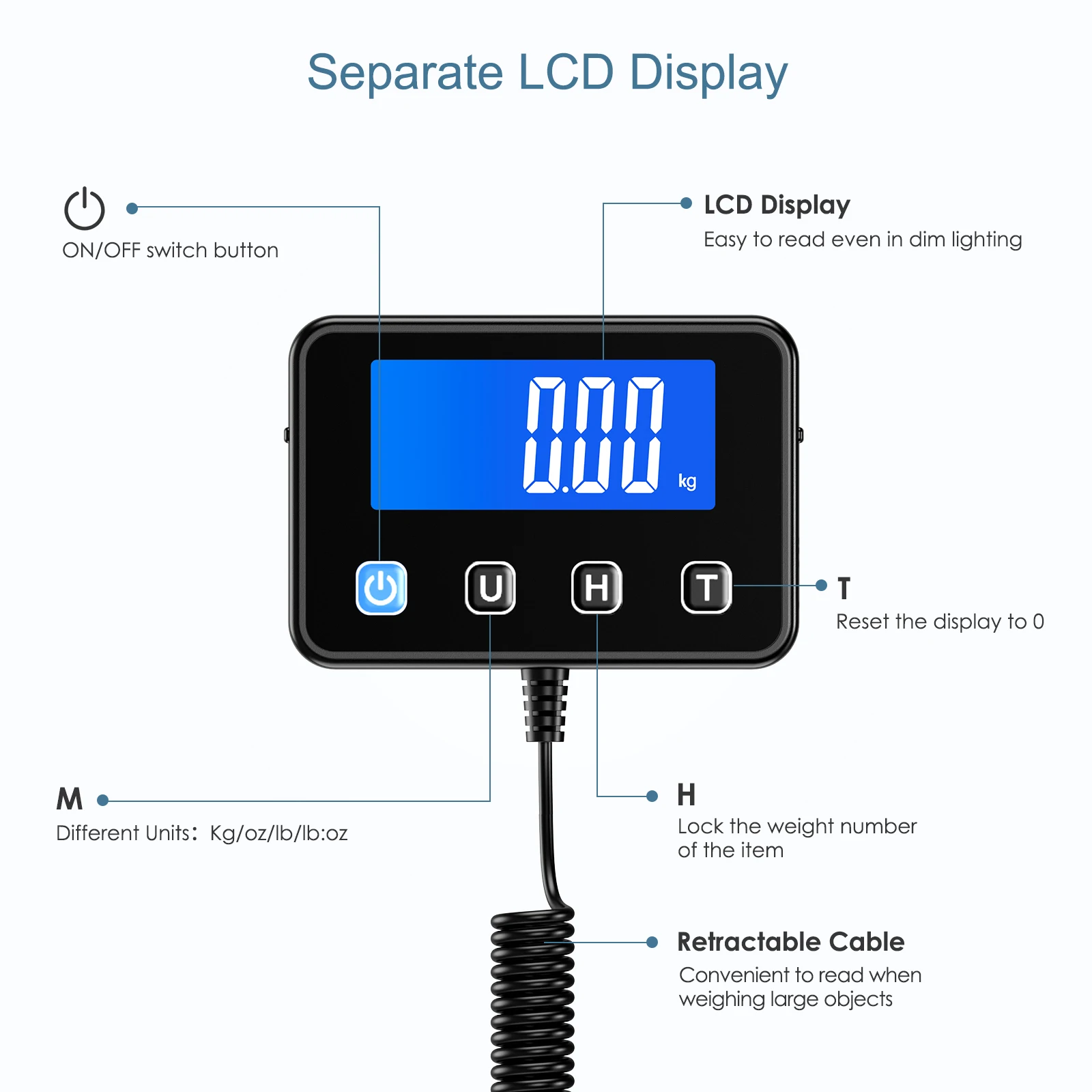 AMIR Postal Scale 200Kg/440lb Digital Shipping Scale Luggage Scales for Mail, Warehouse, Home