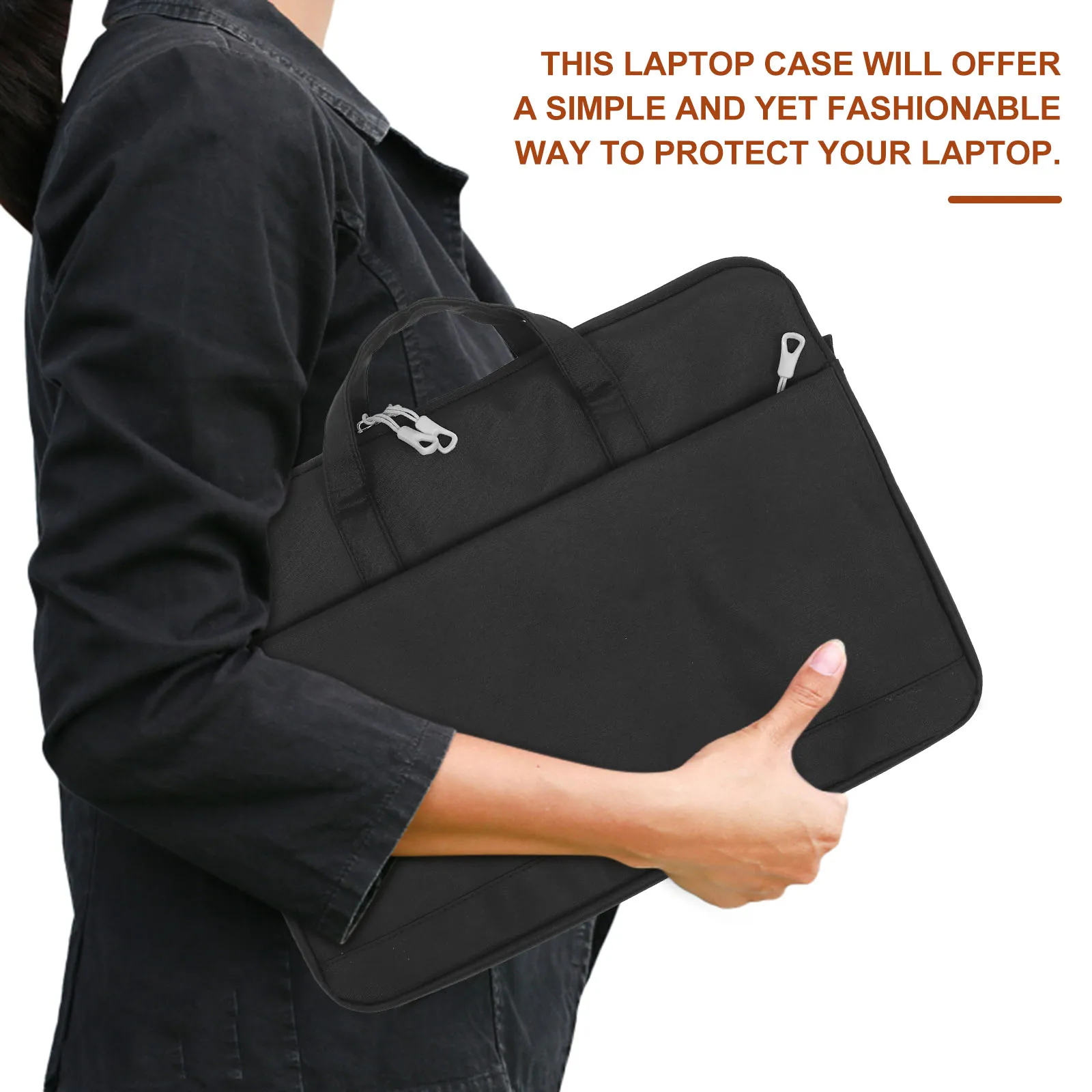 

Laptop Bag 15.6 Inch Lightweight Notebook Case Black Shoulder Splash Resistant Storage Pouch Computer Accessories