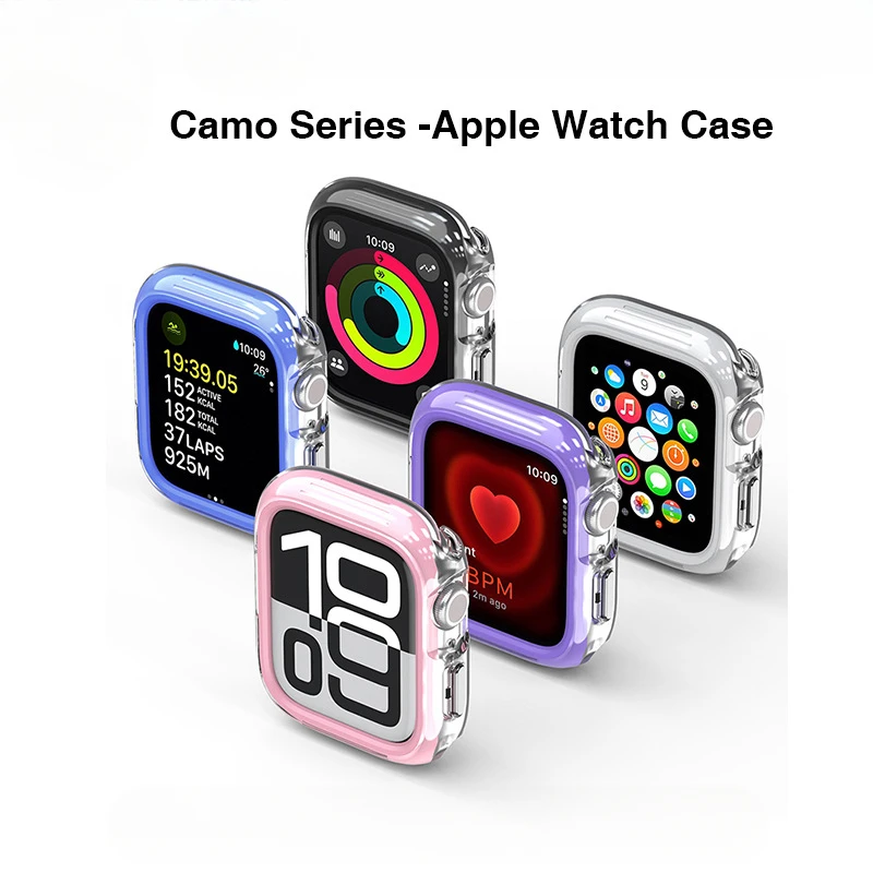 PC Bumper Case For Apple Watch 46mm 45mm 41mm Protector Frame Cover For iWatch Series 10 9 8 7 6 5 SE Change To Ultra 2 49mm