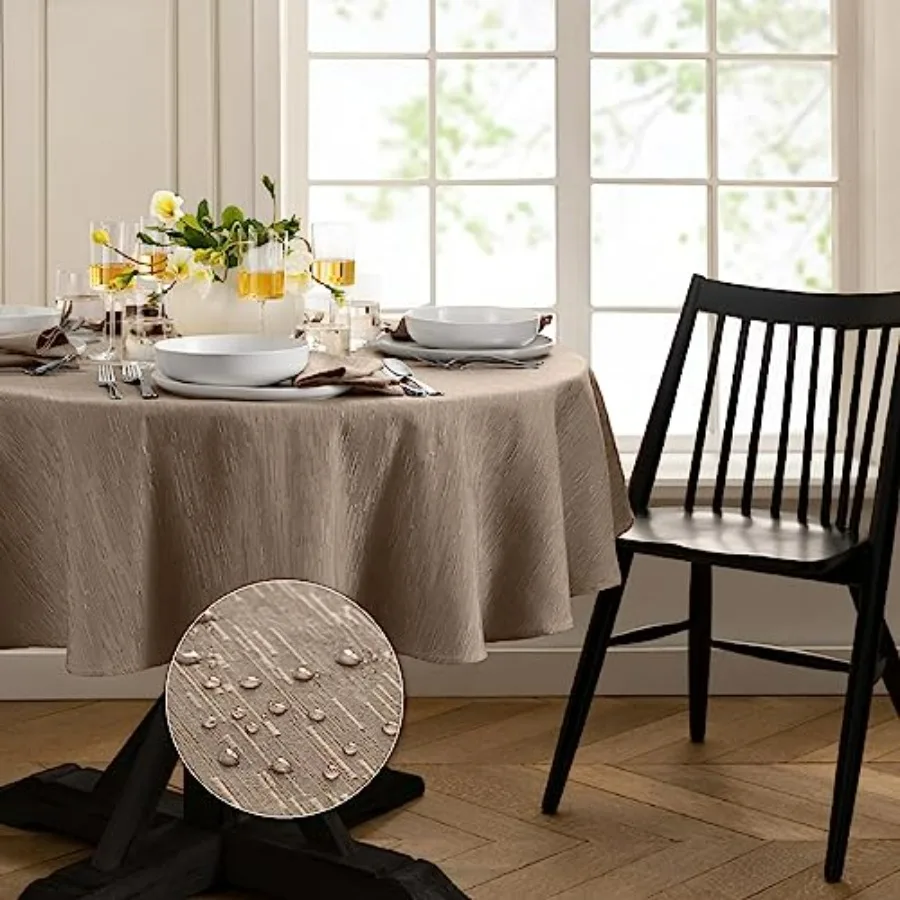 

Скатерть Home Fashions Continental с однотонной текстурой, устойчивая к пятнам и складкам, круглая, 90 см, цвет тауп