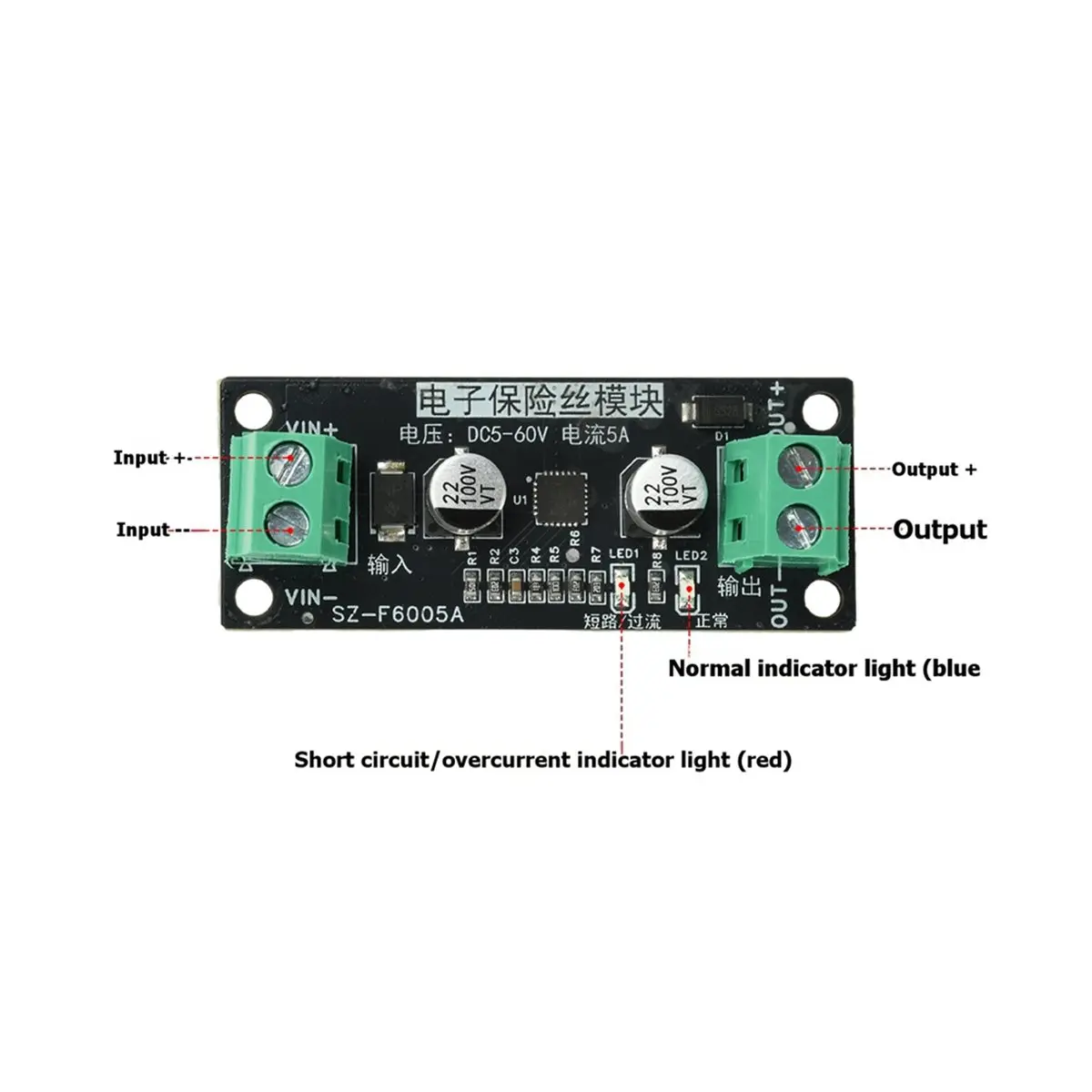 Smart Electronic Fuse Module DC 5-60V 5A Overcurrent Short Circuit Protection Board Auto Recovery Resettable Protector
