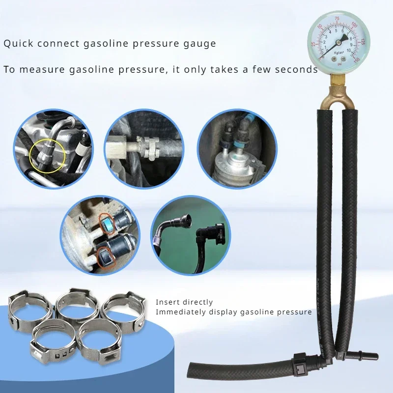 Imagem -03 - Medidor de Pressão de Gasolina Automotiva Quick Connect Oil Pressure Gauge Medidor de Pressão de Combustível Ferramenta de Detecção