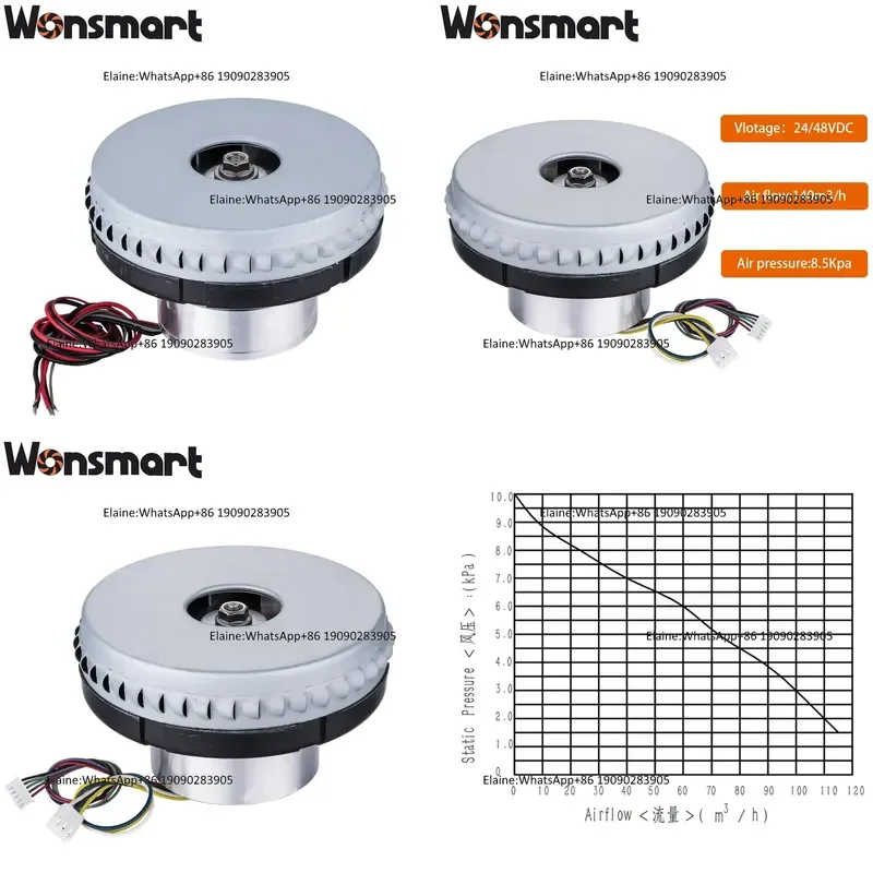 High-Pressure 48V DC Brushless Centrifugal Blower High-Speed Turbo Industrial Blower with Aluminium Blades CE Certified