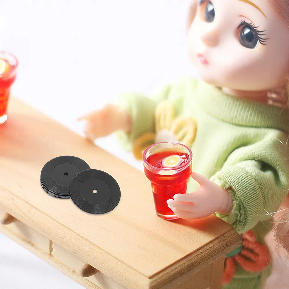 

12Pcs Mini Record Realistic Vinyl Record Home Decor Accent Miniature Furniture Accessories for Dollhouse Scene Retro