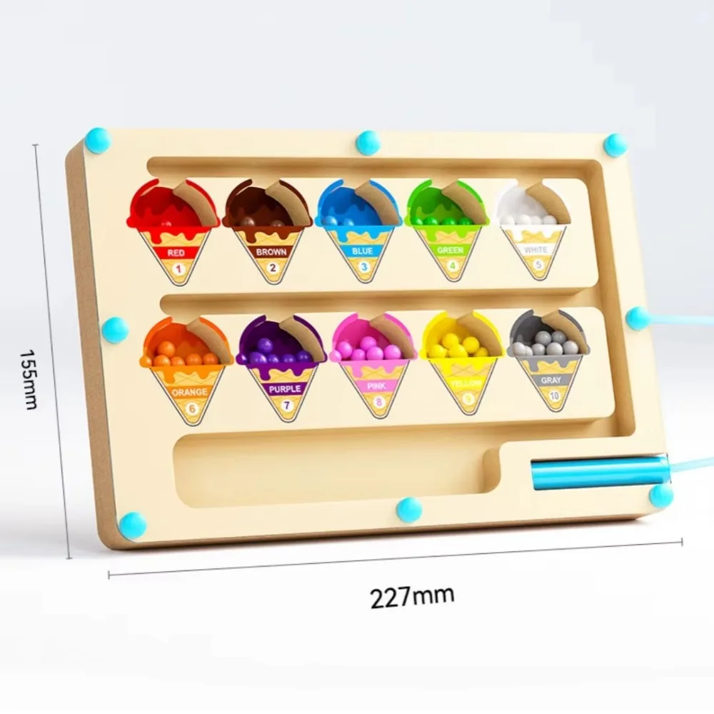 Jeux magnétiques Montessori en bois, développement de la motricité Fine, jouet créatif, jeux de tri des couleurs, stylo, perle mobile