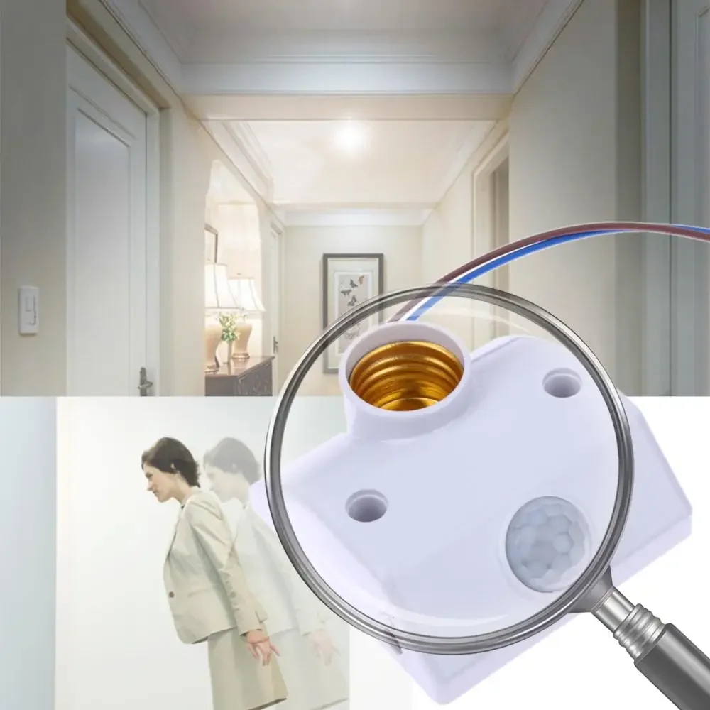 Soket Lampu Otomatis dengan Saklar, Basis Lampu Cerdas, Sensor Gerak, Soket Lampu LED