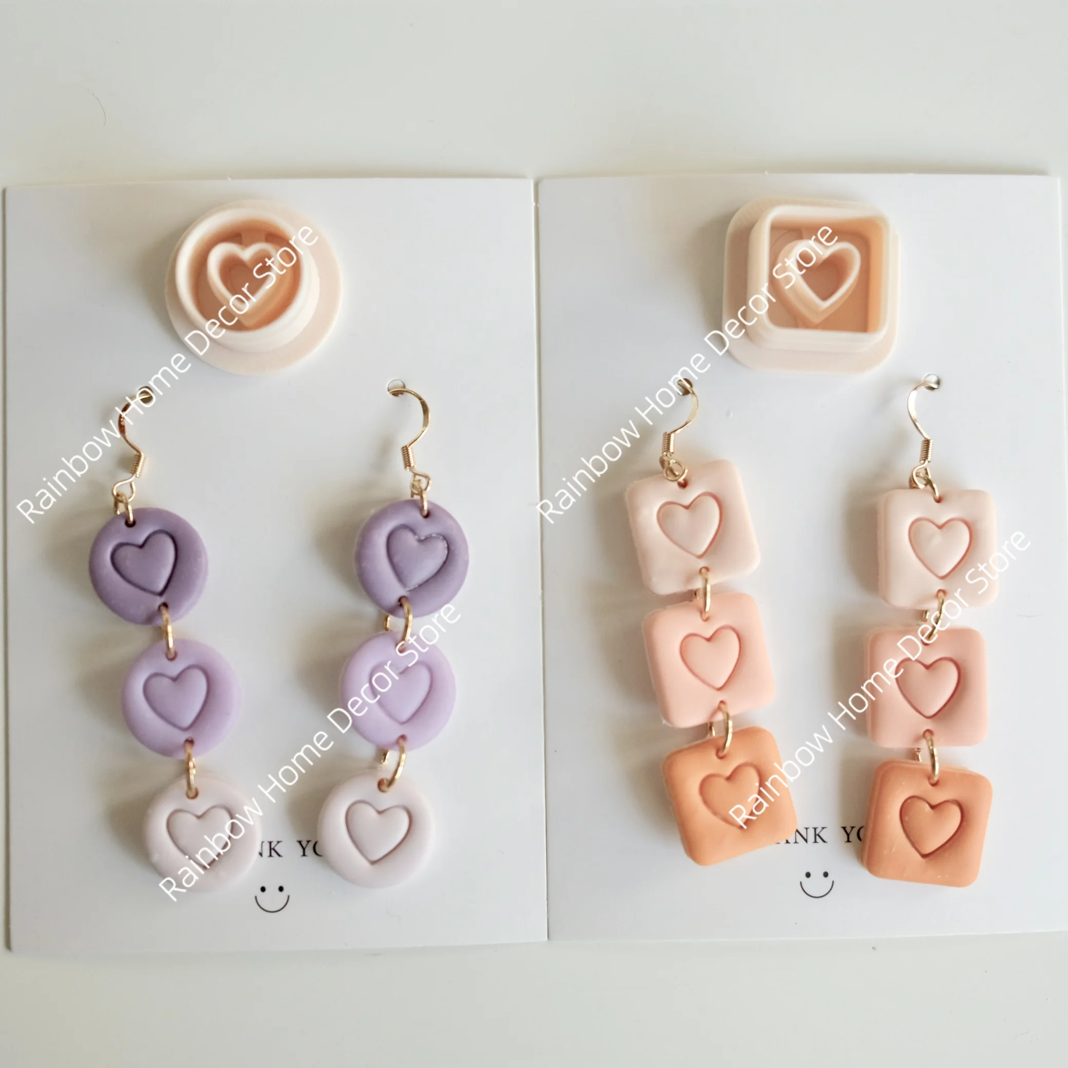 

1 шт. круглый квадрат с фрезами для сережек из полимерной глины в форме сердца, глиняные фрезы для пуговиц в форме сердца на День святого Валентина для изготовления ювелирных изделий