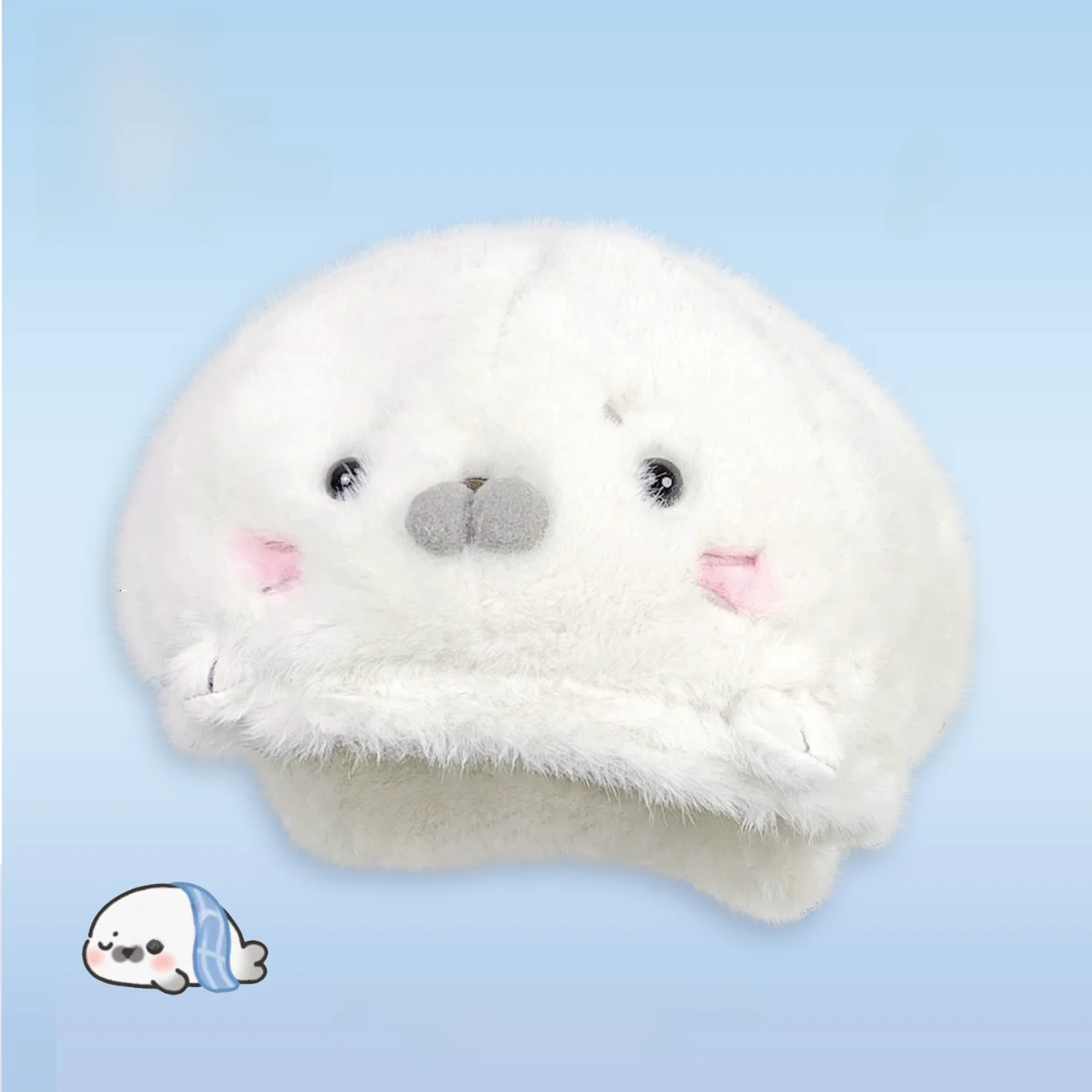 Cute Seal Baseball Cap Beret Hat Double Wear Winter Small Face Big Head Circumference Forward Cap Sweet Morning Commute Hat