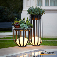 Solar Garden Floor Lamp Nordic Flowerpot Lamp For Villa Courtyar Yard Walkway Corridor Outdoor Decor IP65 Waterproof Lighting