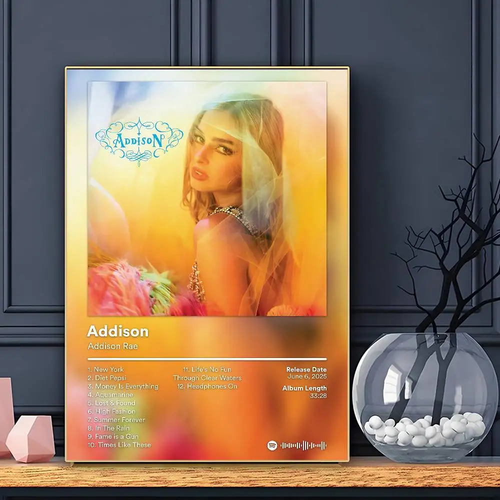 Singer Addison Rae Poster Sticky Wall Art Printing Waterproof Home Living Bed Room Bar Aesthetic Decor