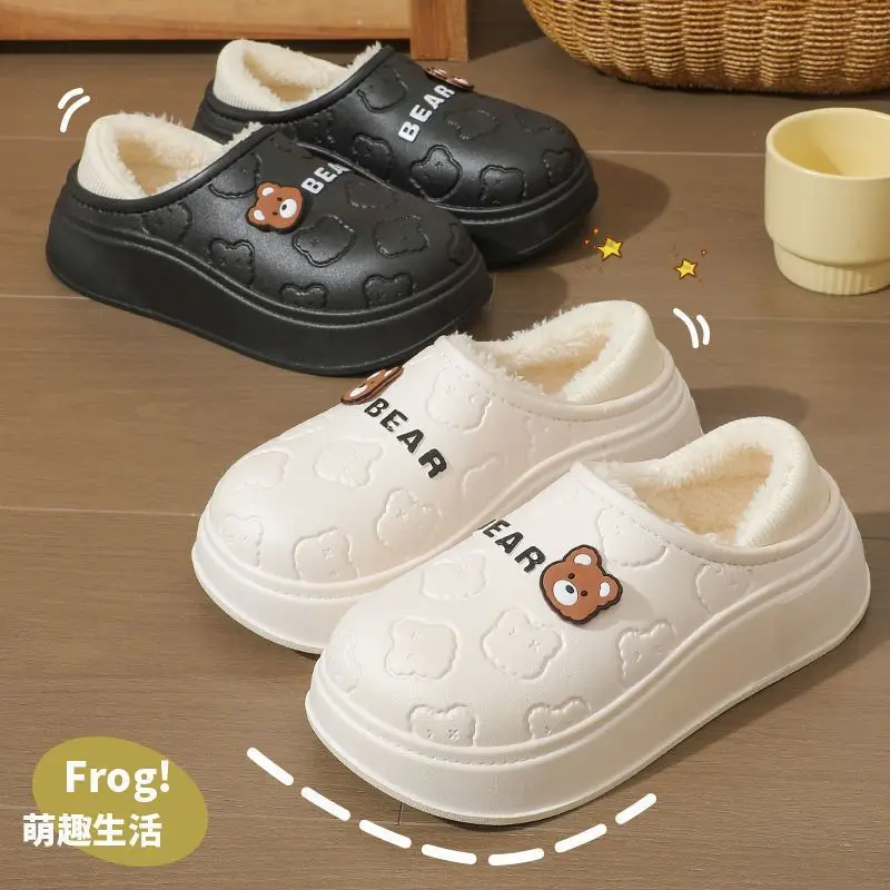 شباشب قطنية مقاومة للماء للنساء، أحذية كاجوال شتوية قطيفة شتوية دافئة داخلية من القطن المنفوش أحذية منزلية غير قابلة للانزلاق #4