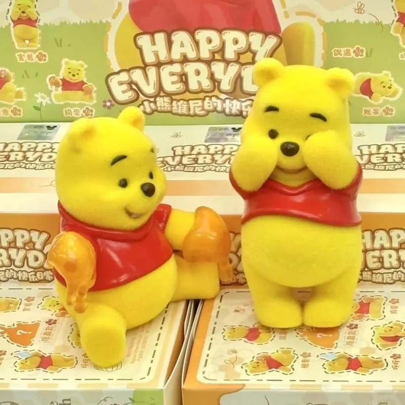 Anime véritable ourson heureux série quotidienne boîte aveugle poupées floquées figurines périphériques cadeaux mystère ornements de table jouet