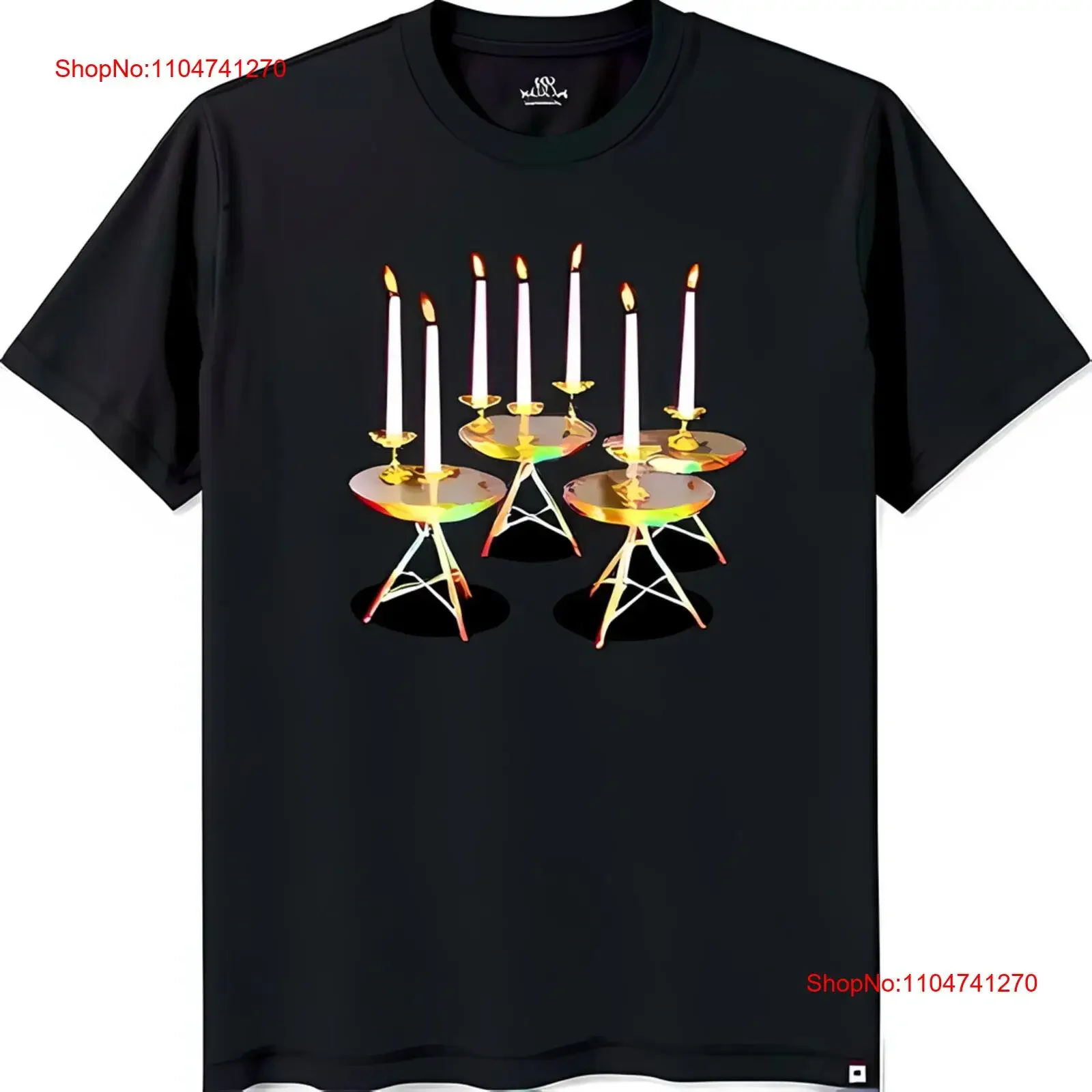 

Стильная черная футболка с центром из 7-х белых свечей на винтажном стиле Gol, уличная одежда с рисунком, дышащая, слегка мода