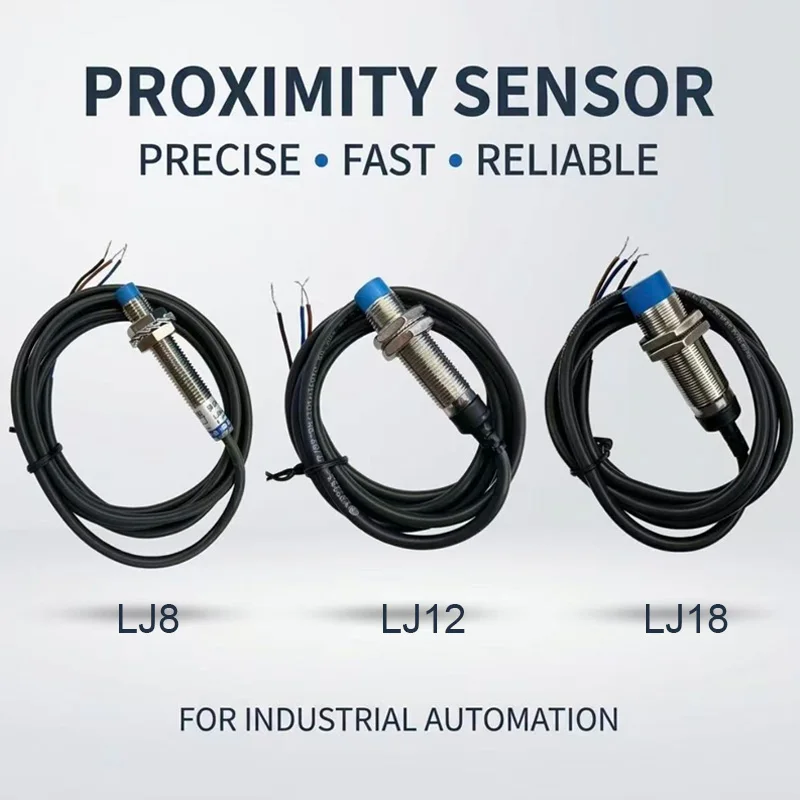 M8/M12/M18 Inductive Proximity Sensor, Industrial Non-Contact Metal Detector. 3-Wire DC24V, NPN/PNP, NO/NC for object detection.