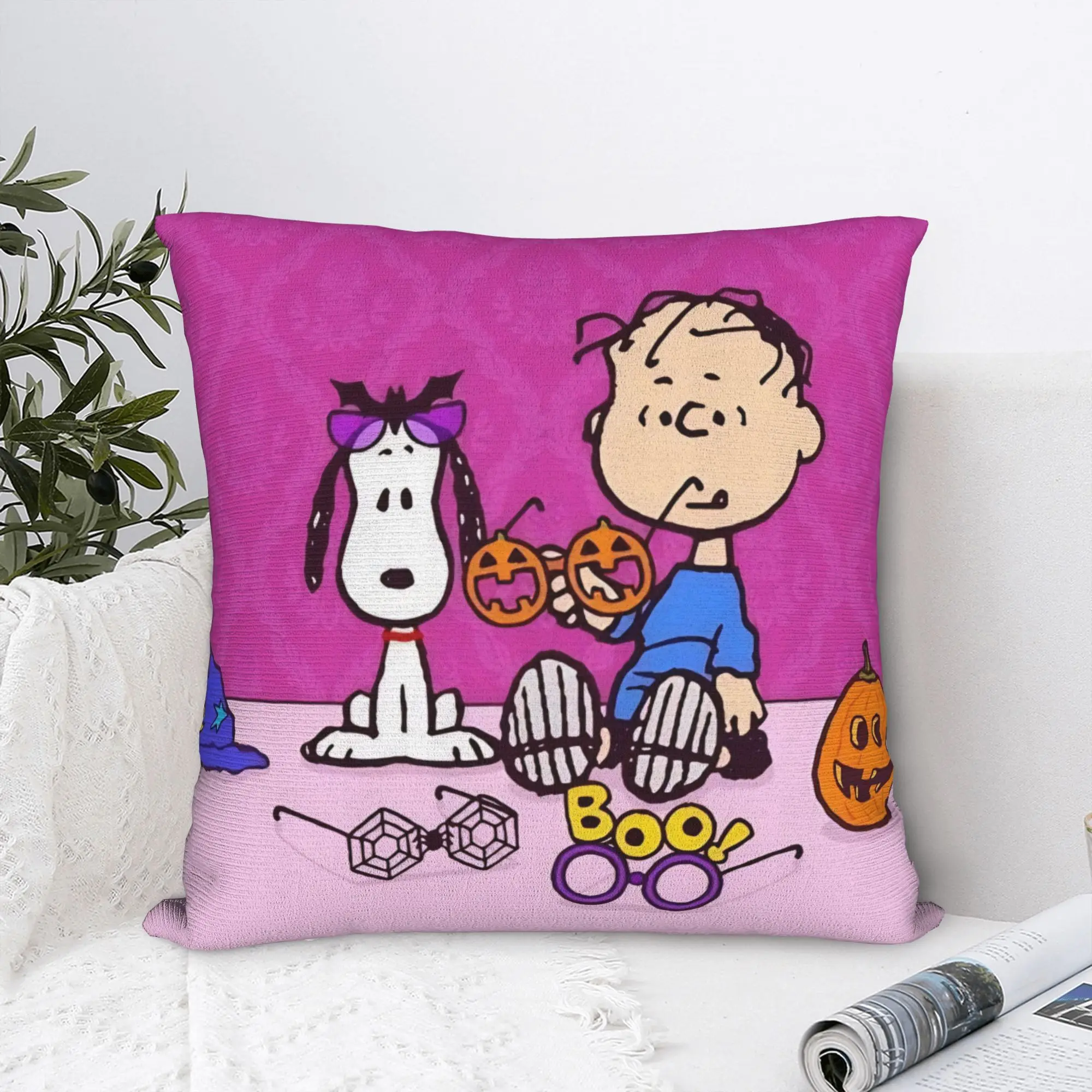 Halloween Snoopys Pillowcase Polyester Cushion Cover Gift Pumpkin Pillow Case Cover Home Square 18'
