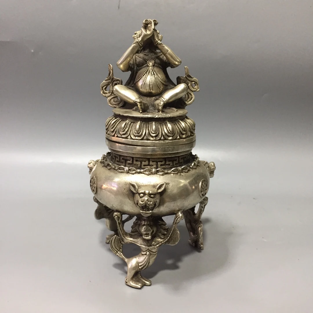 

Bronze Statue Wihte Copper Lucky Vajra Wealth Incense Burners Tripod Incense Burner Away from Evil