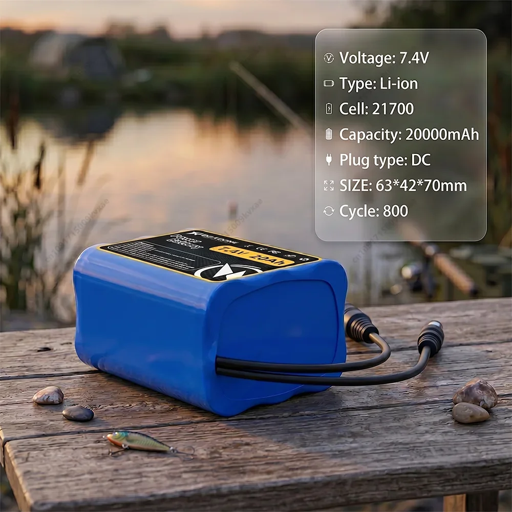 

RC Fishing Bait Boat Spare Parts 21700 Li-ion Battery for 2011-5 T188 T888 V007 C18, 7.4V 20Ah Replacement Power Cell