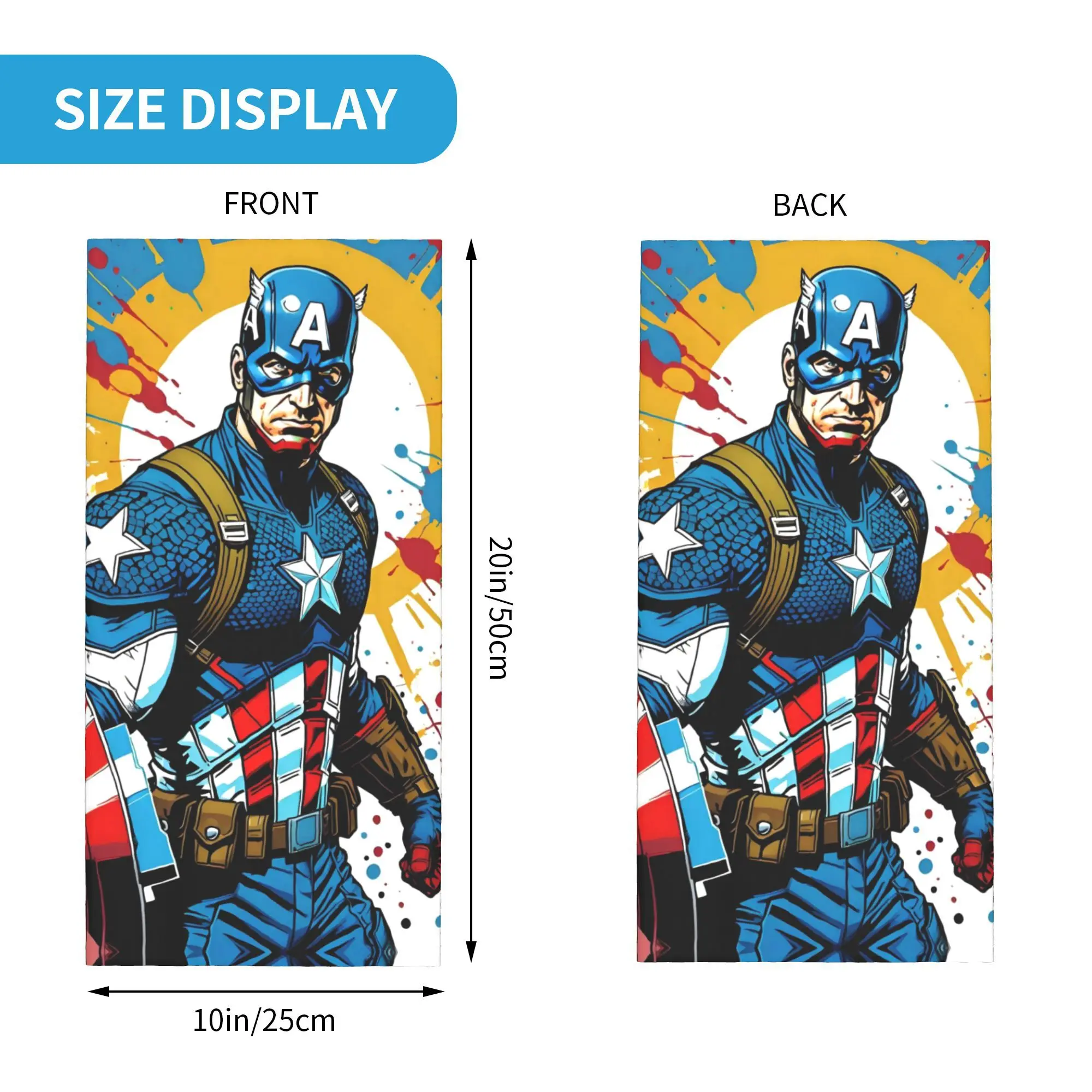 Custom Captain America Colorful Graffiti   Bandana Neck Warmer Men Women Winter Ski Tube Scarf Gaiter Anime Cartoon Face Cover
