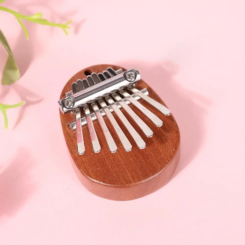 8 ton Mini Kalimba kciuk fortepian drewniany mały Instrument muzyczny do noszenia wisiorek prezent palec fortepian dla dorosłych dzieci A1I5