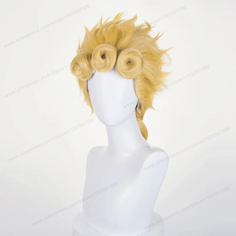 Giorno Giovanna Cosplay Synthetic Wig 58cm Short Golden Men Hair Anime Halloween Wigs Resistant to Heat;3'f,6;t.8' view 5