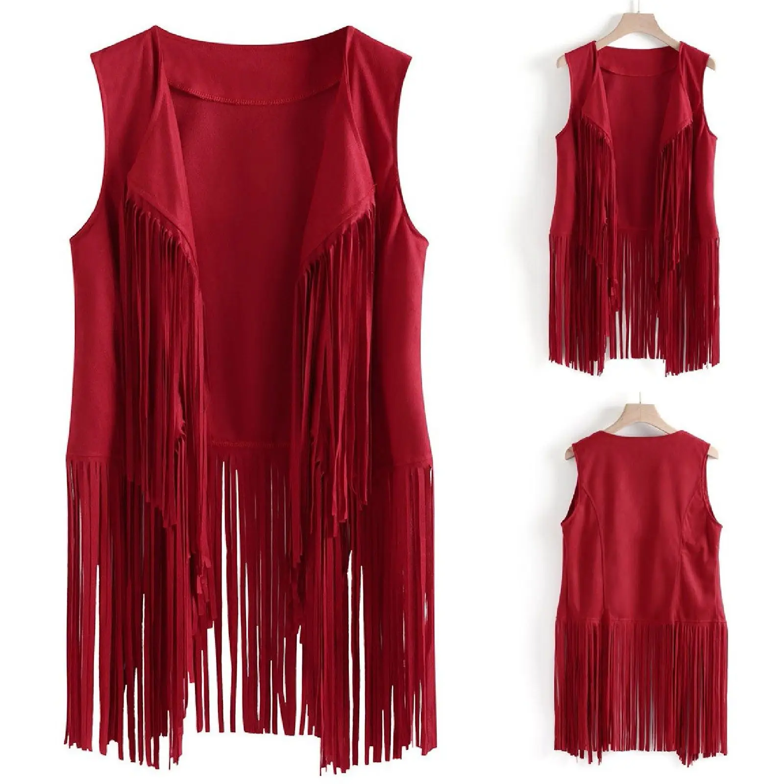 Fashion Casual Women's Thin Fringe Vest Solid Color Loose Cardigan Coat