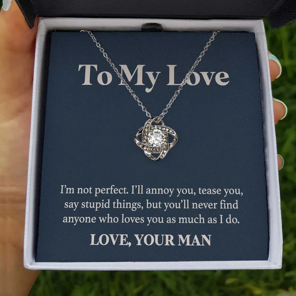 Para mi amor esposa collar regalo 2025 Dropshipping mujeres personalizado cumpleaños pareja te amo collares con caja Led de madera