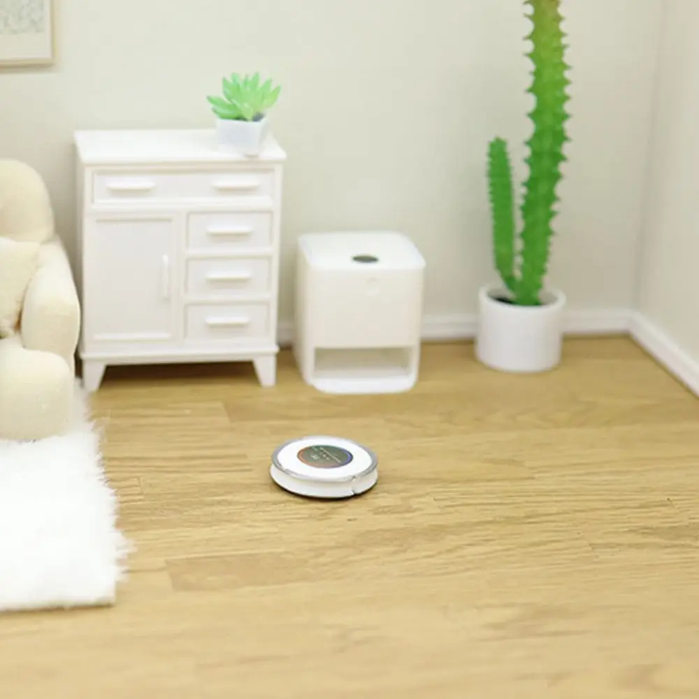 1:12 Scale Dollhouse Robotic Vacuum Scene Model White Mini Robot Vacuum Cleaner Playing House Photo Props Dollhouse Furniture