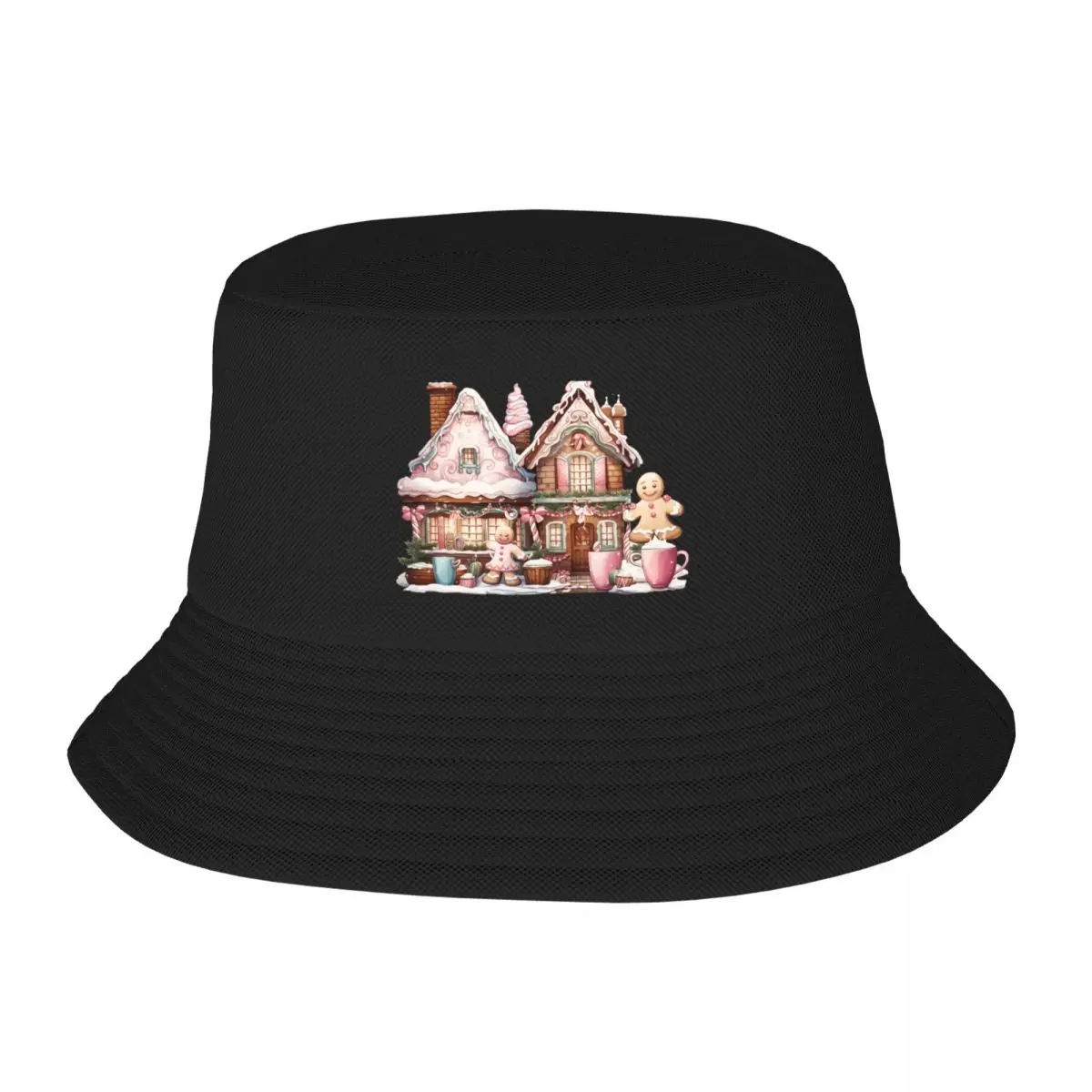 Pastel Gingerbread House Christmas Drinks Bucket Hat Beach funny hat Trucker Hats Hat Men's Women's