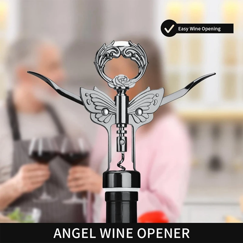 Wine Opener, 3 In 1 Zinc Alloy Premium Wing Corkscrew Wine Bottle Opener With Multifunctional Bottles Opener