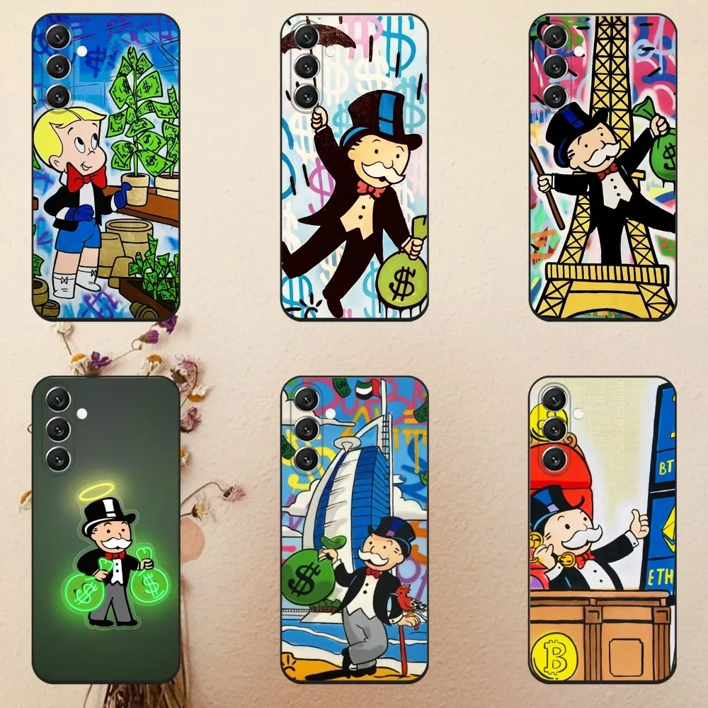 C-Cartoon M-monopoly  Phone Case For Samsung Galaxy A13,A21s,A22,A31,A32,A52,A53,A71,A80,A91 Soft Black Cover