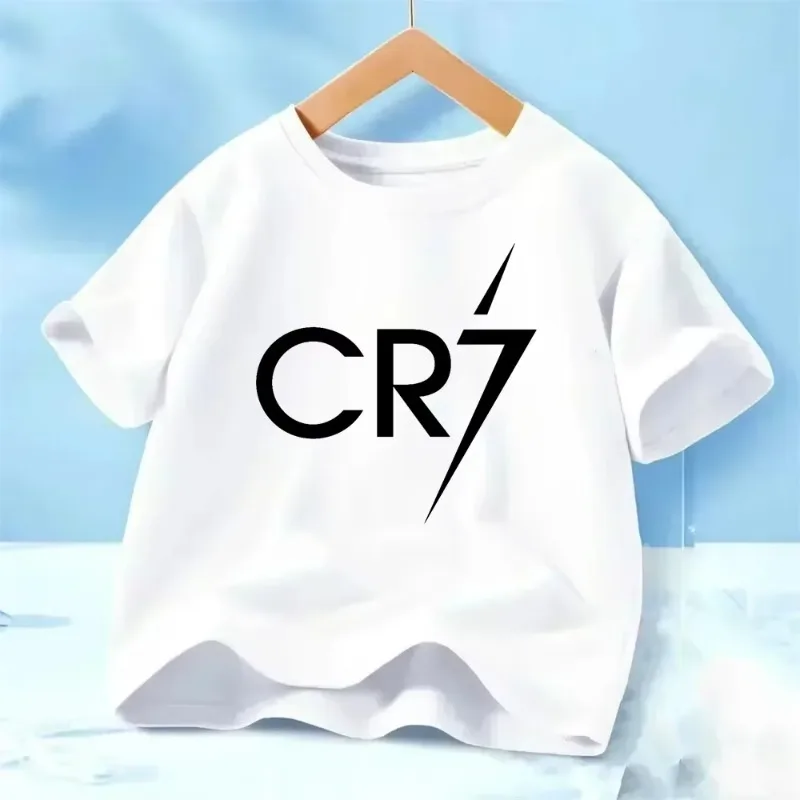 

Ronaldo Football Star Children's Short Sleeved T-shirt 2026 Cute Fashion Style Boys and Girls Pure Cotton Short Sleeved Shirt