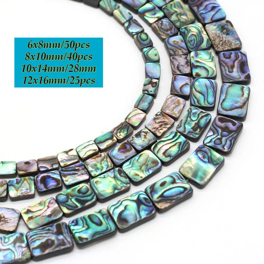 DIY-Rechteck-Isolationsperlen, Abalone-Muschelperlen für die Schmuckherstellung, DIY-Halsketten, Armbänder, Ketten, Ohrringe, Accessoires – Detail 1