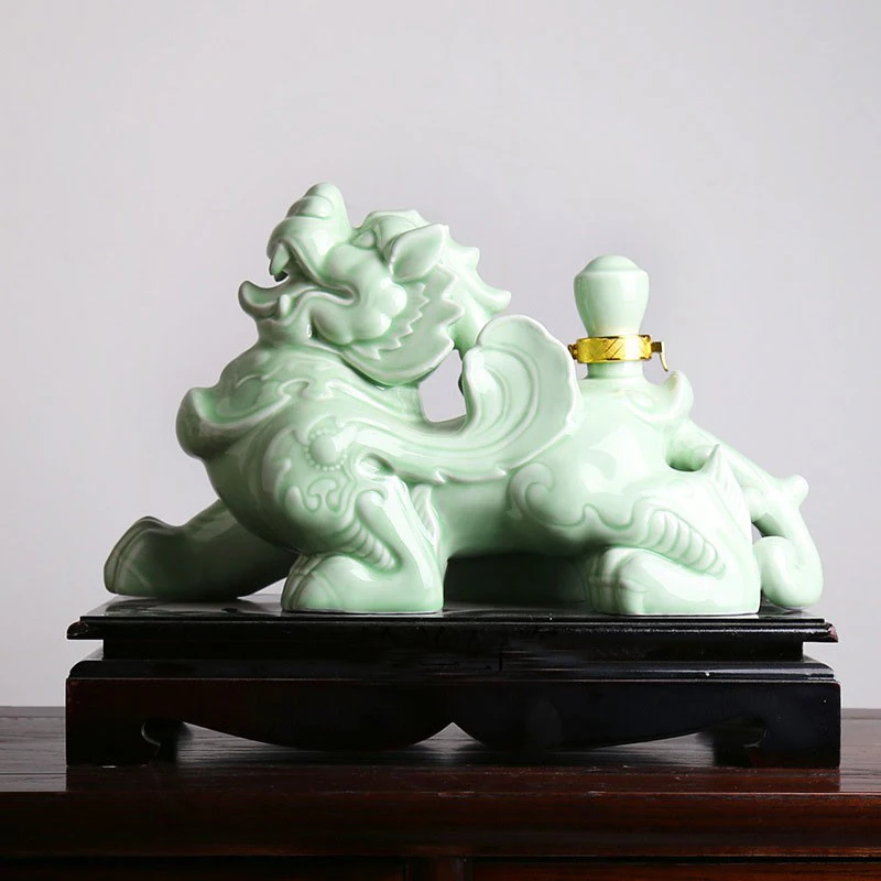 2021 Good luck Porcelain dragon PI XIU Decorative statue HOME OFFICE company SHOP Talisman Money Drawing ZHAO CAI WINE pot